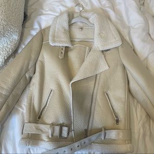 Faux Leather Sherpa Moto Jacket